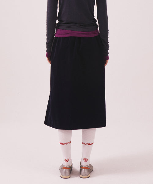 MENASOO MADE CORDUROY TWO WAY LONG SKIRT - 2 COLORS NAVY