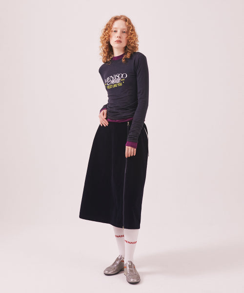 MENASOO MADE CORDUROY TWO WAY LONG SKIRT - 2 COLORS NAVY