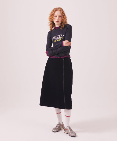 MENASOO MADE CORDUROY TWO WAY LONG SKIRT - 2 COLORS NAVY