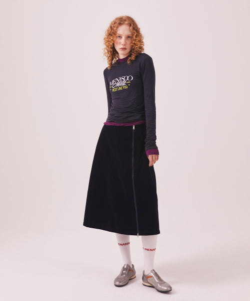 MENASOO MADE CORDUROY TWO WAY LONG SKIRT - 2 COLORS NAVY