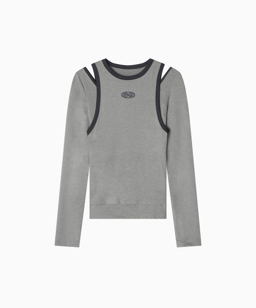 STRETCH LAYERED T SHIRT - 3 COLORS GREY