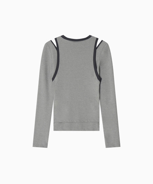 STRETCH LAYERED T SHIRT - 3 COLORS GREY