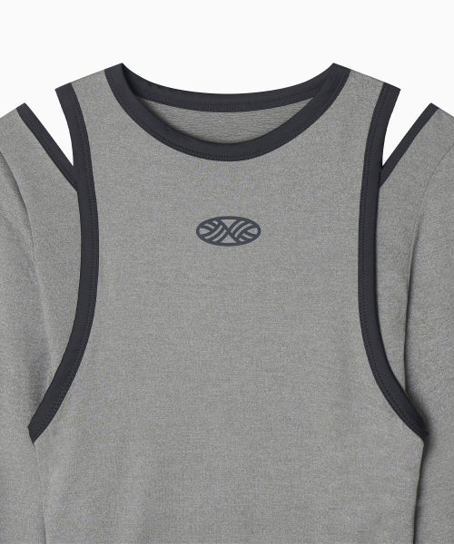 STRETCH LAYERED T SHIRT - 3 COLORS GREY