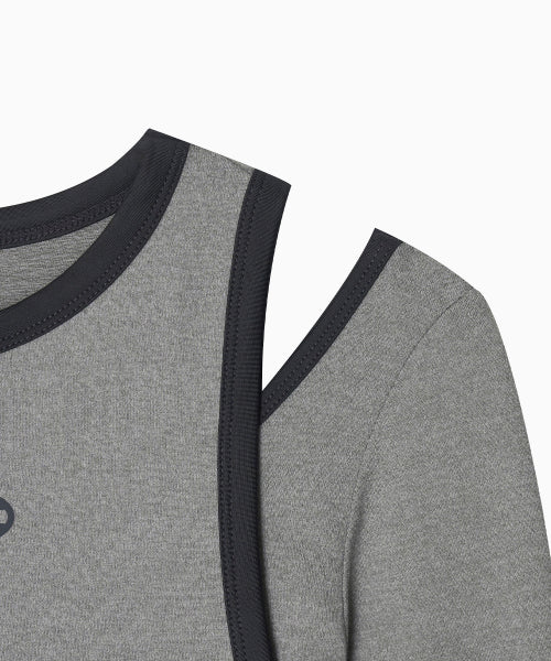 STRETCH LAYERED T SHIRT - 3 COLORS GREY