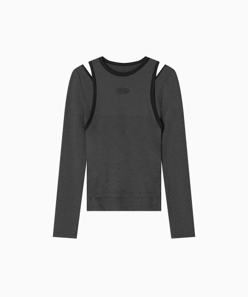 STRETCH LAYERED T SHIRT - 3 COLORS CHARCOAL