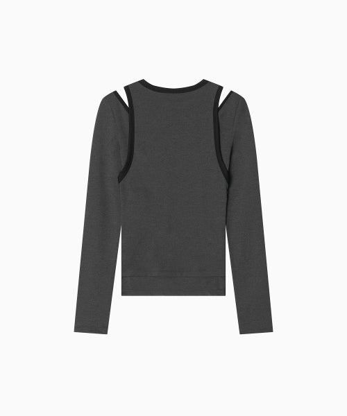 STRETCH LAYERED T SHIRT - 3 COLORS CHARCOAL