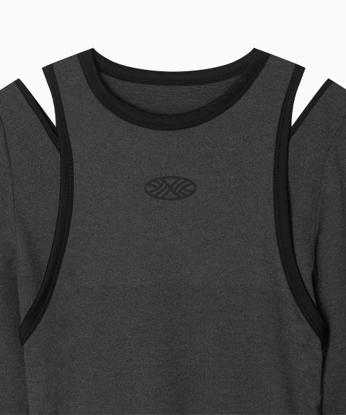 STRETCH LAYERED T SHIRT - 3 COLORS CHARCOAL