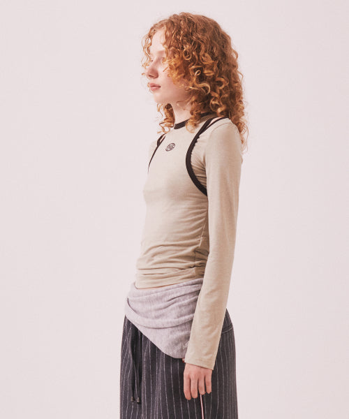 STRETCH LAYERED T SHIRT - 3 COLORS BEIGE