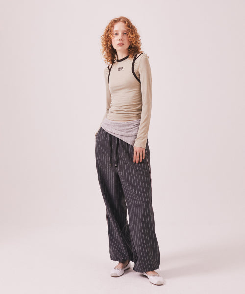 STRETCH LAYERED T SHIRT - 3 COLORS BEIGE