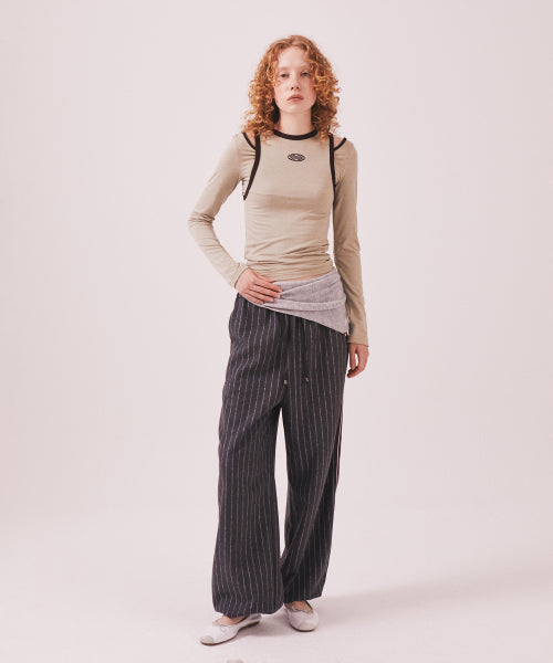 STRETCH LAYERED T SHIRT - 3 COLORS BEIGE