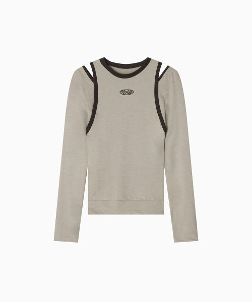 STRETCH LAYERED T SHIRT - 3 COLORS BEIGE