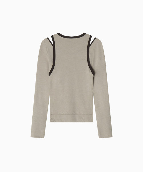 STRETCH LAYERED T SHIRT - 3 COLORS BEIGE
