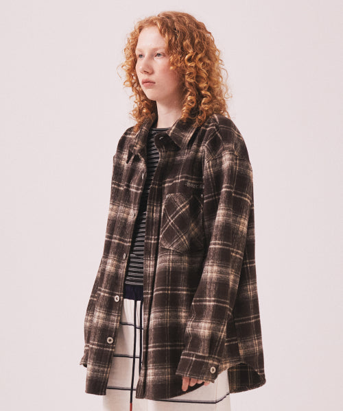 MNS CLASSIC CHECK OVERSIZED SHIRT JACKET - 3 COLORS BROWN