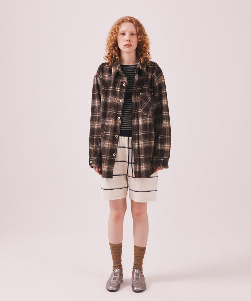 MNS CLASSIC CHECK OVERSIZED SHIRT JACKET - 3 COLORS BROWN