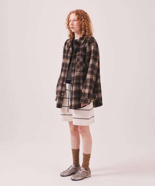 MNS CLASSIC CHECK OVERSIZED SHIRT JACKET - 3 COLORS BROWN