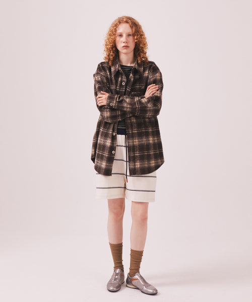 MNS CLASSIC CHECK OVERSIZED SHIRT JACKET - 3 COLORS BROWN