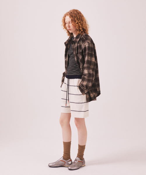 MNS CLASSIC CHECK OVERSIZED SHIRT JACKET - 3 COLORS BROWN