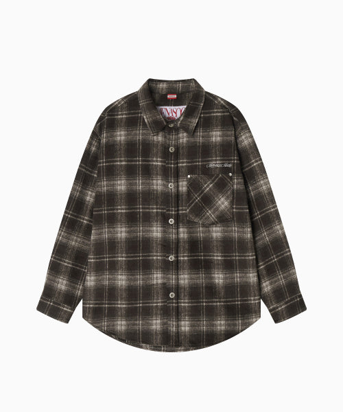 MNS CLASSIC CHECK OVERSIZED SHIRT JACKET - 3 COLORS BROWN
