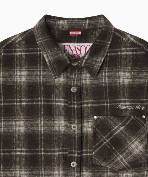 MNS CLASSIC CHECK OVERSIZED SHIRT JACKET - 3 COLORS BROWN