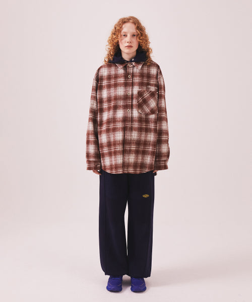 MNS CLASSIC CHECK OVERSIZED SHIRT JACKET - 3 COLORS BURGUNDY