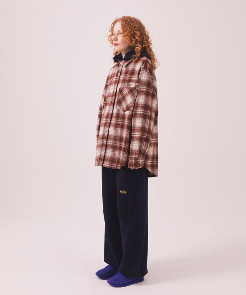 MNS CLASSIC CHECK OVERSIZED SHIRT JACKET - 3 COLORS BURGUNDY