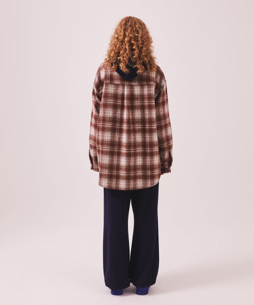 MNS CLASSIC CHECK OVERSIZED SHIRT JACKET - 3 COLORS BURGUNDY