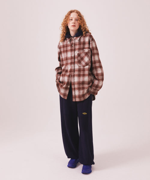 MNS CLASSIC CHECK OVERSIZED SHIRT JACKET - 3 COLORS BURGUNDY