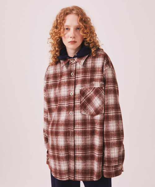 MNS CLASSIC CHECK OVERSIZED SHIRT JACKET - 3 COLORS BURGUNDY