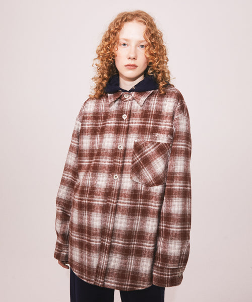 MNS CLASSIC CHECK OVERSIZED SHIRT JACKET - 3 COLORS BURGUNDY