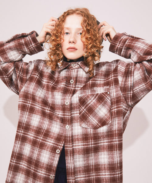 MNS CLASSIC CHECK OVERSIZED SHIRT JACKET - 3 COLORS BURGUNDY
