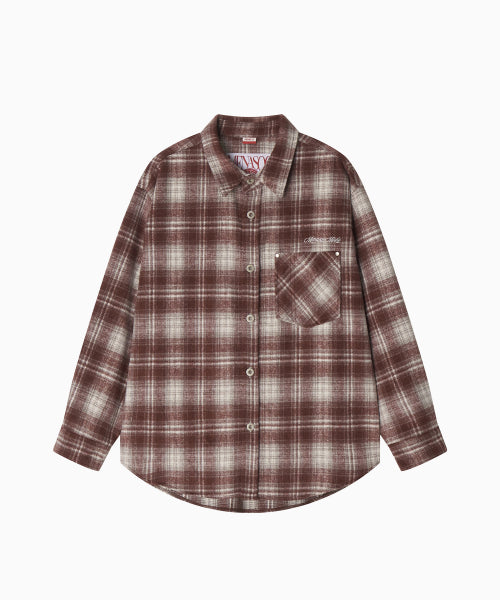 MNS CLASSIC CHECK OVERSIZED SHIRT JACKET - 3 COLORS BURGUNDY