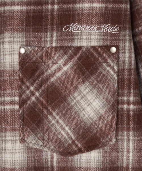 MNS CLASSIC CHECK OVERSIZED SHIRT JACKET - 3 COLORS BURGUNDY