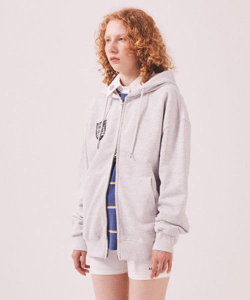 MENASOO APPLIQUE TWO WAY HOODIE ZIP UP - 3 COLORS MELANGE