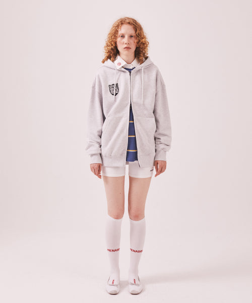 MENASOO APPLIQUE TWO WAY HOODIE ZIP UP - 3 COLORS MELANGE