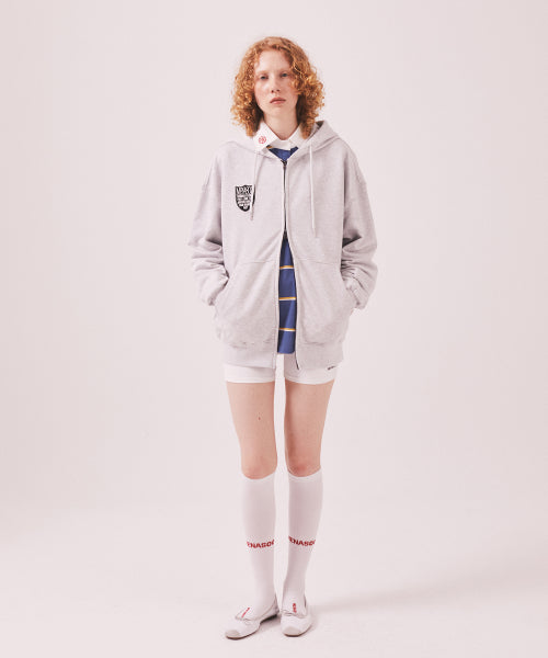 MENASOO APPLIQUE TWO WAY HOODIE ZIP UP - 3 COLORS MELANGE