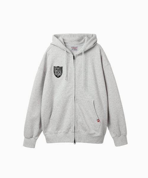 MENASOO APPLIQUE TWO WAY HOODIE ZIP UP - 3 COLORS MELANGE