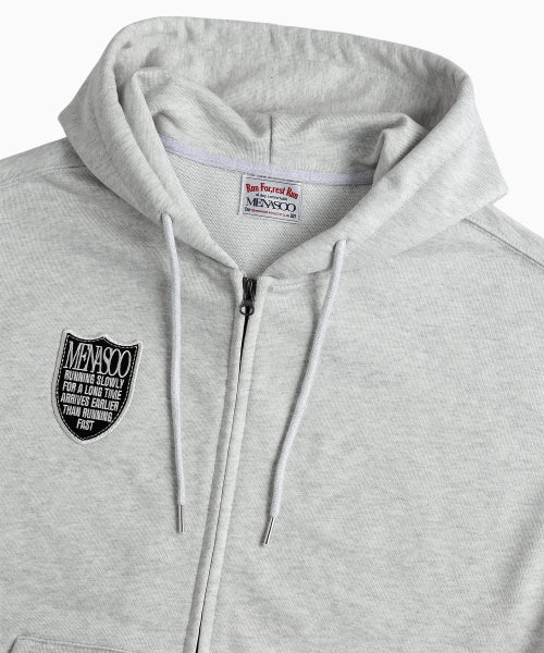 MENASOO APPLIQUE TWO WAY HOODIE ZIP UP - 3 COLORS MELANGE