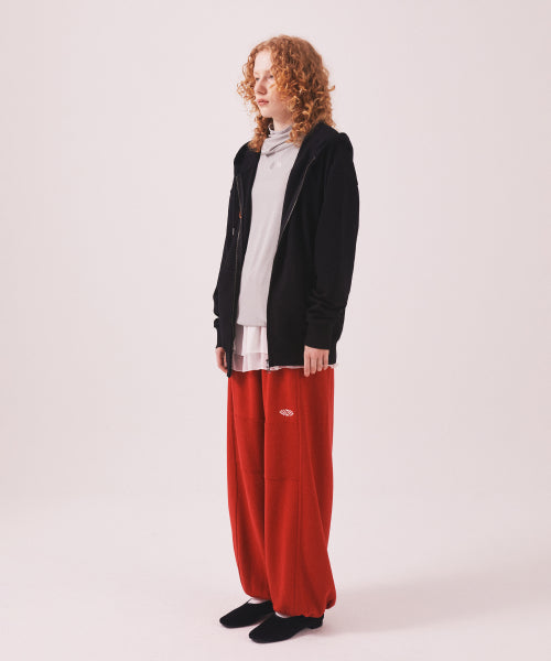 MENASOO APPLIQUE TWO WAY HOODIE ZIP UP - 3 COLORS BLACK