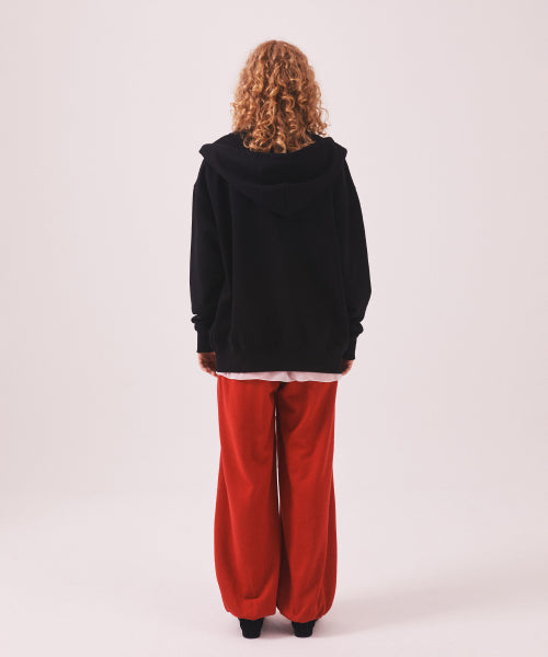 MENASOO APPLIQUE TWO WAY HOODIE ZIP UP - 3 COLORS BLACK