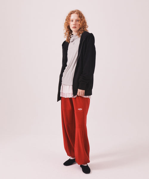MENASOO APPLIQUE TWO WAY HOODIE ZIP UP - 3 COLORS BLACK
