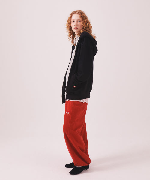 MENASOO APPLIQUE TWO WAY HOODIE ZIP UP - 3 COLORS BLACK