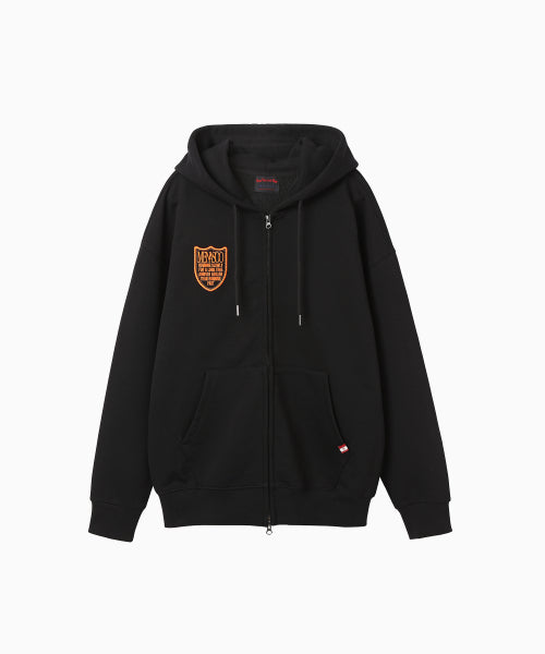 MENASOO APPLIQUE TWO WAY HOODIE ZIP UP - 3 COLORS BLACK