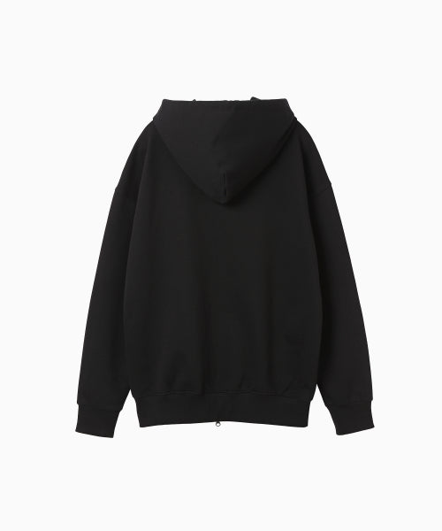 MENASOO APPLIQUE TWO WAY HOODIE ZIP UP - 3 COLORS BLACK