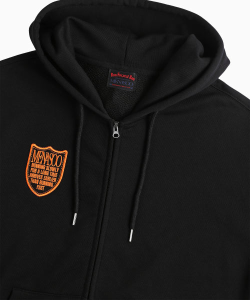 MENASOO APPLIQUE TWO WAY HOODIE ZIP UP - 3 COLORS BLACK