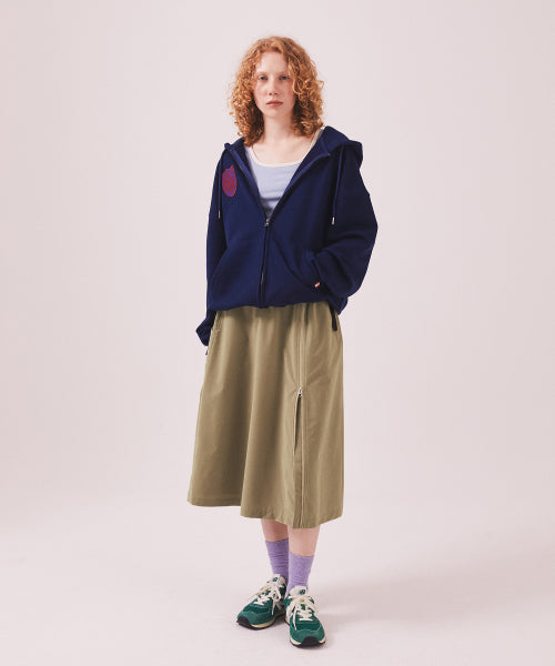 MENASOO APPLIQUE TWO WAY HOODIE ZIP UP - 3 COLORS NAVY