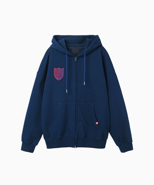 MENASOO APPLIQUE TWO WAY HOODIE ZIP UP - 3 COLORS NAVY