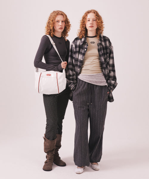 BRUSHED STRIPED SKIRT PANTS - 2 COLORS BLACK