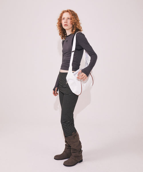 BRUSHED STRIPED SKIRT PANTS - 2 COLORS BLACK