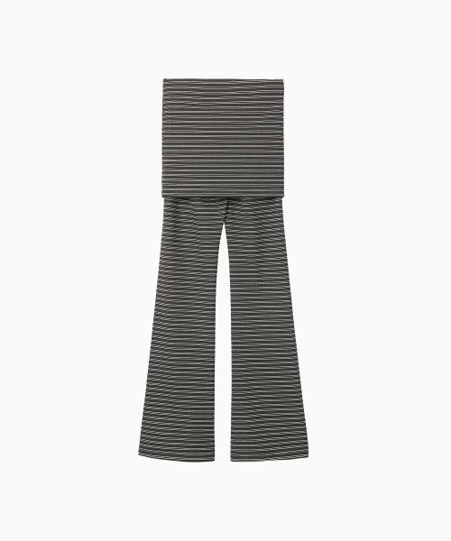BRUSHED STRIPED SKIRT PANTS - 2 COLORS BLACK