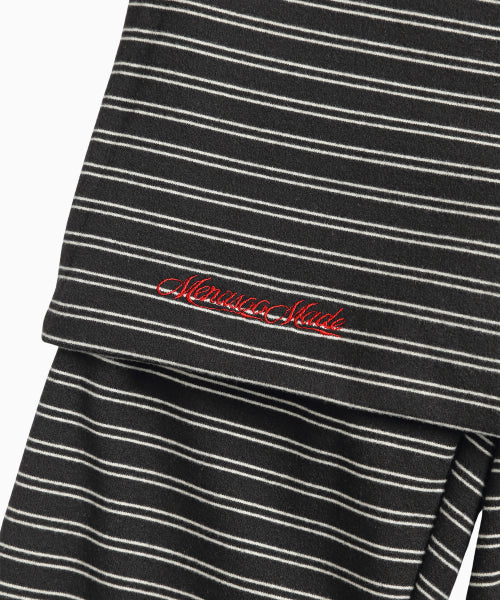 BRUSHED STRIPED SKIRT PANTS - 2 COLORS BLACK